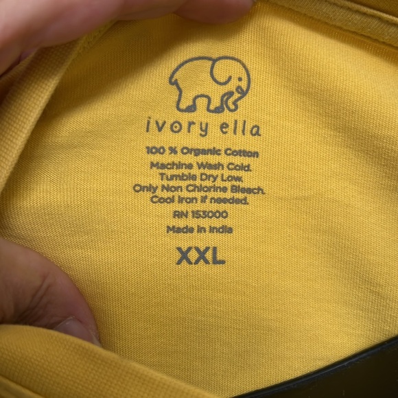 IVORY ELLA 🐘 YELLOW PINK ORGANIC COTTON LONG SLEEVE ELEPHANT T-SHIRT Women’s XXL - Picture 12 of 13